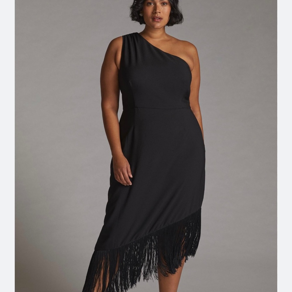 Anthropology Black midi one shoulder dress 😍 !!